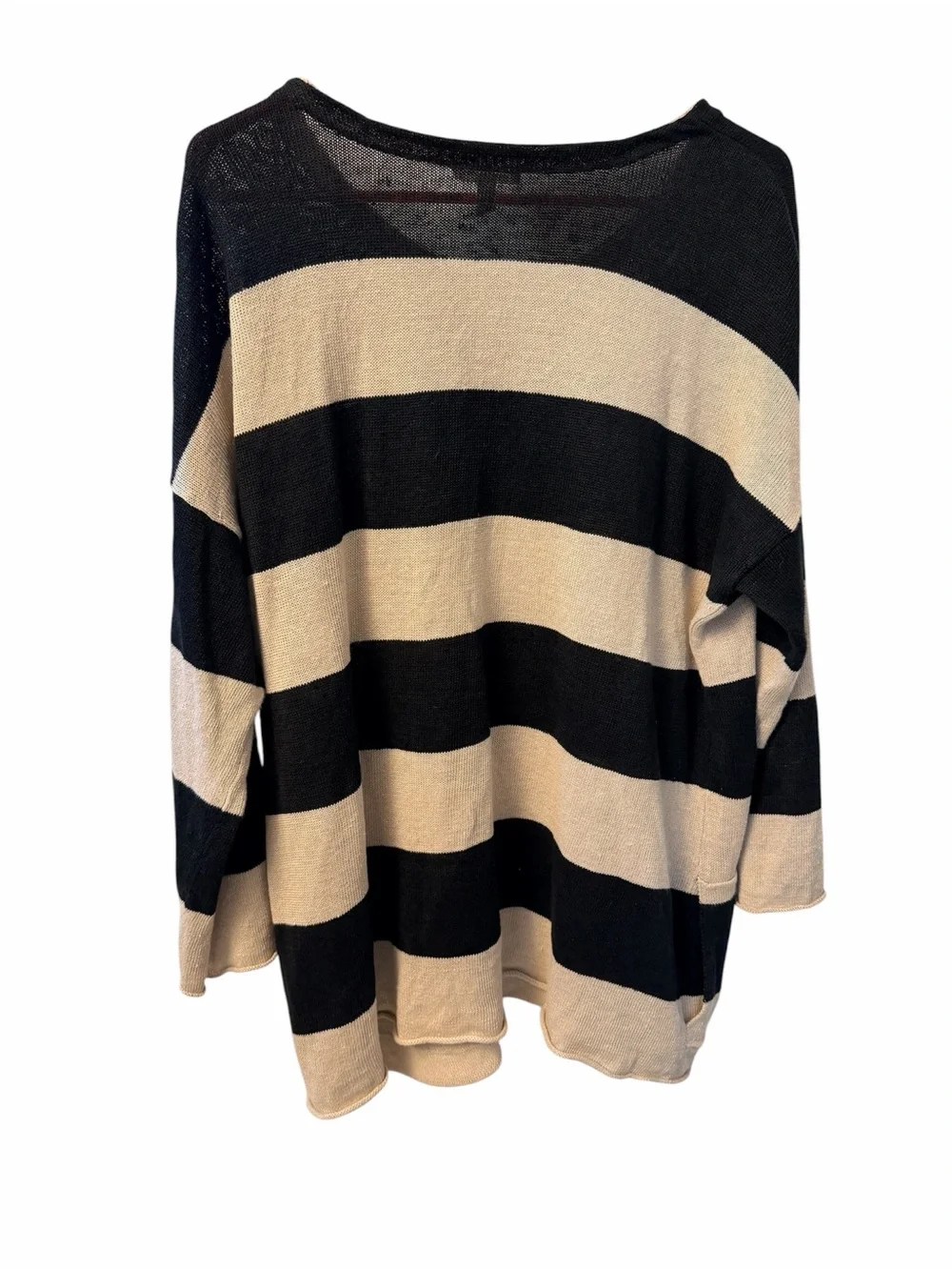 Eileen Fisher Organic Linen Striped Pullover‎ Sweater XL Crewneck 3/4 Sleeve - Picture 2 of 6